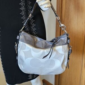 Coach Gray and Silver Shoulder Bag